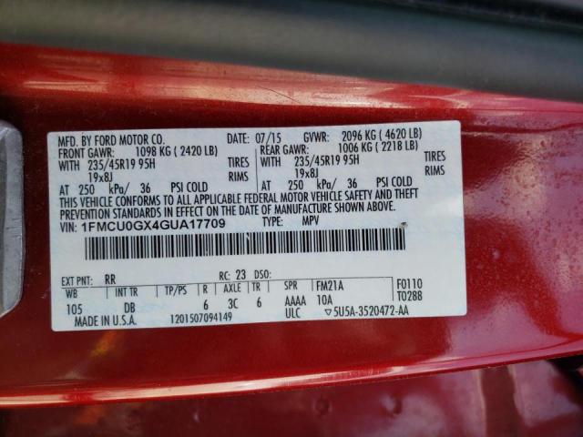 Photo 10 from auction – 2016 FORD ESCAPE SE with VIN 1FMCU0GX4GUA17709