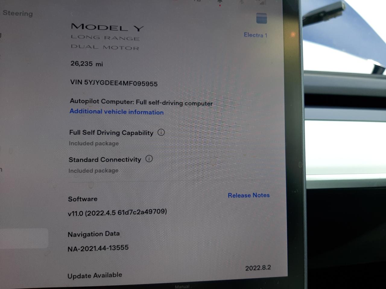 Photo 8 from auction – 2021 TESLA MODEL Y with VIN 5YJYGDEE4MF095955
