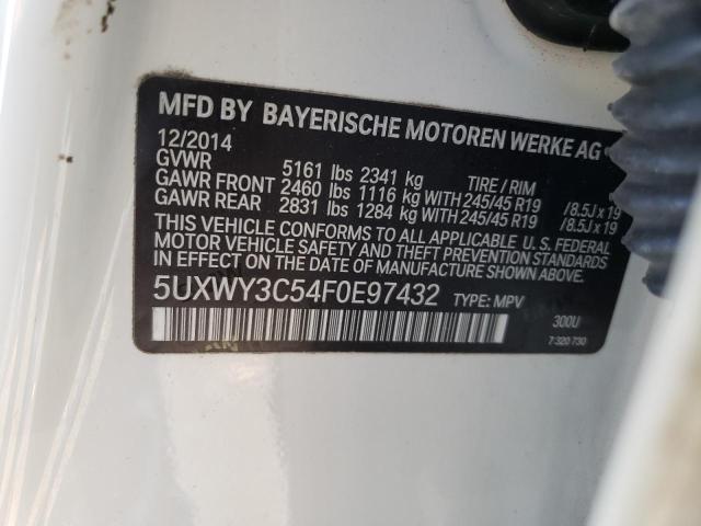 Photo 10 from auction – 2015 BMW X3 XDRIVE2 with VIN 5UXWY3C54F0E97432