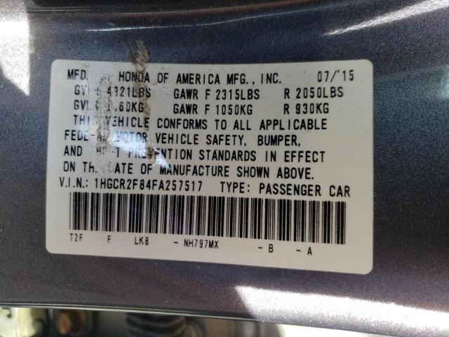 Photo 10 from auction – 2015 HONDA ACCORD EXL with VIN 1HGCR2F84FA257517