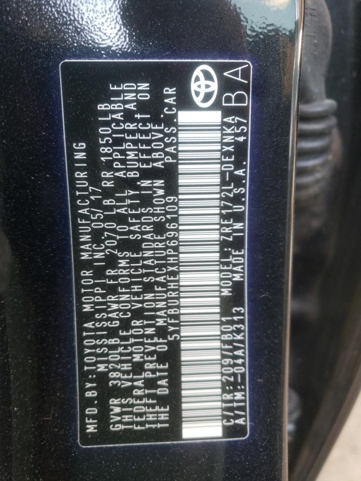 Photo 10 from auction – 2017 TOYOTA COROLLA L with VIN 5YFBURHEXHP696109