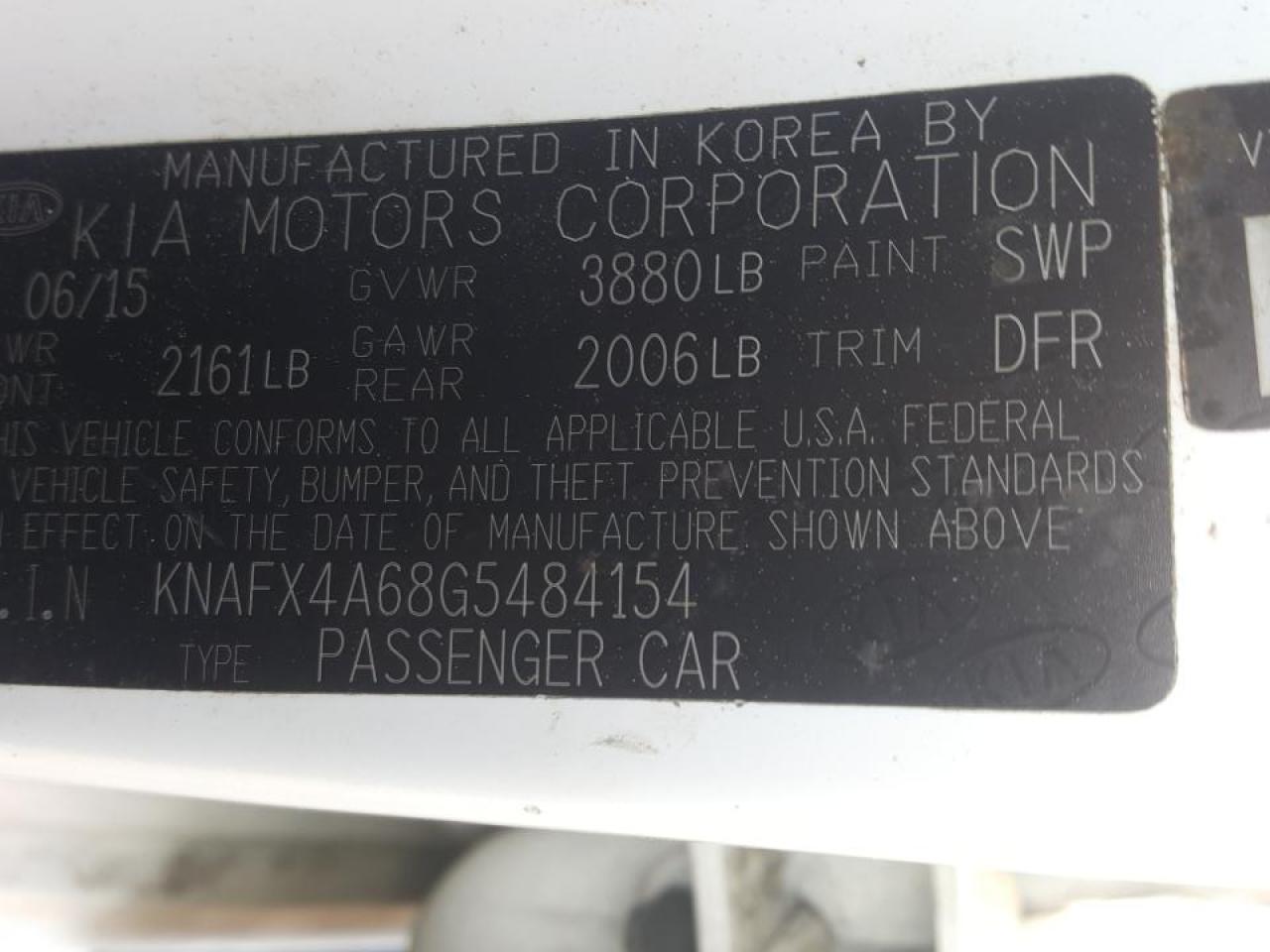 Photo 10 from auction – 2016 KIA FORTE LX with VIN KNAFX4A68G5484154