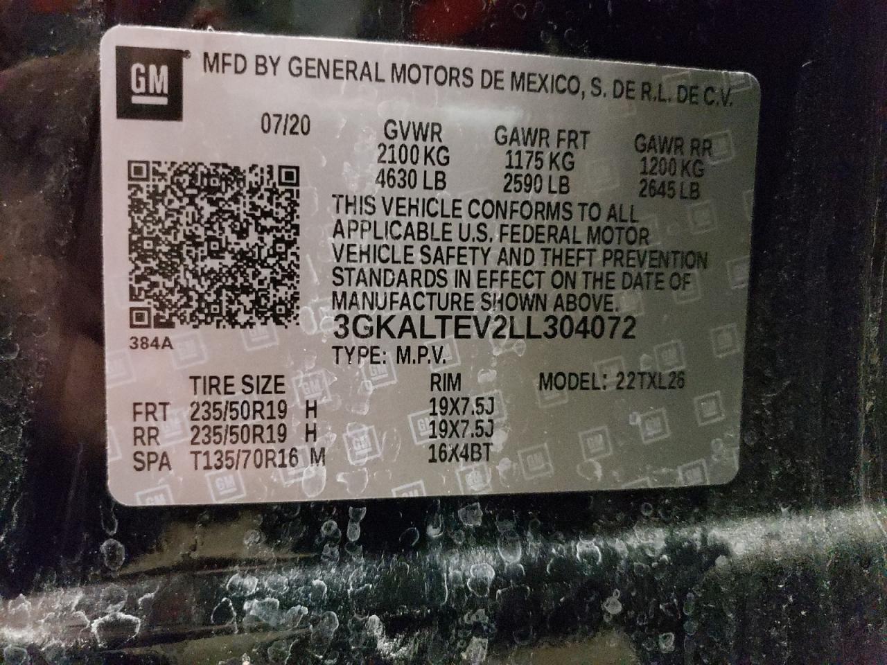 Photo 10 from auction – 2020 GMC TERRAIN SL with VIN 3GKALTEV2LL304072