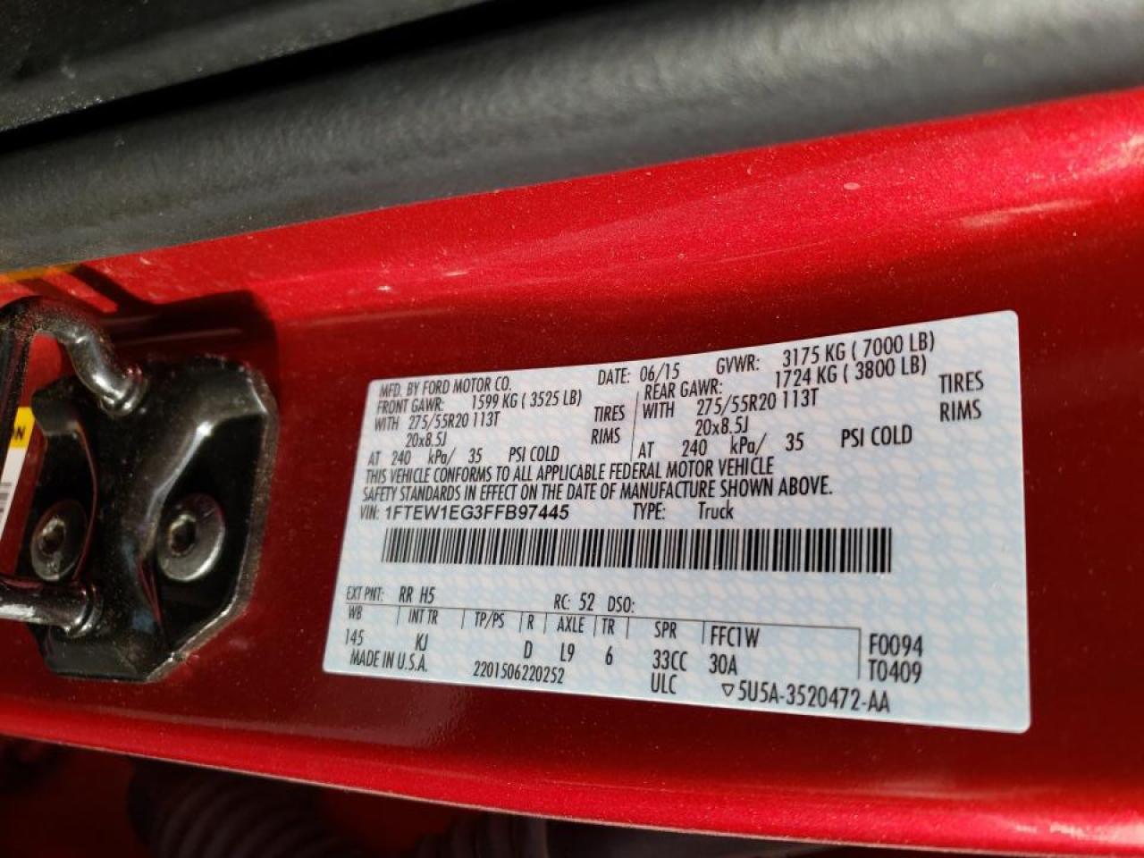 Photo 10 from auction – 2015 FORD F150 SUPER with VIN 1FTEW1EG3FFB97445