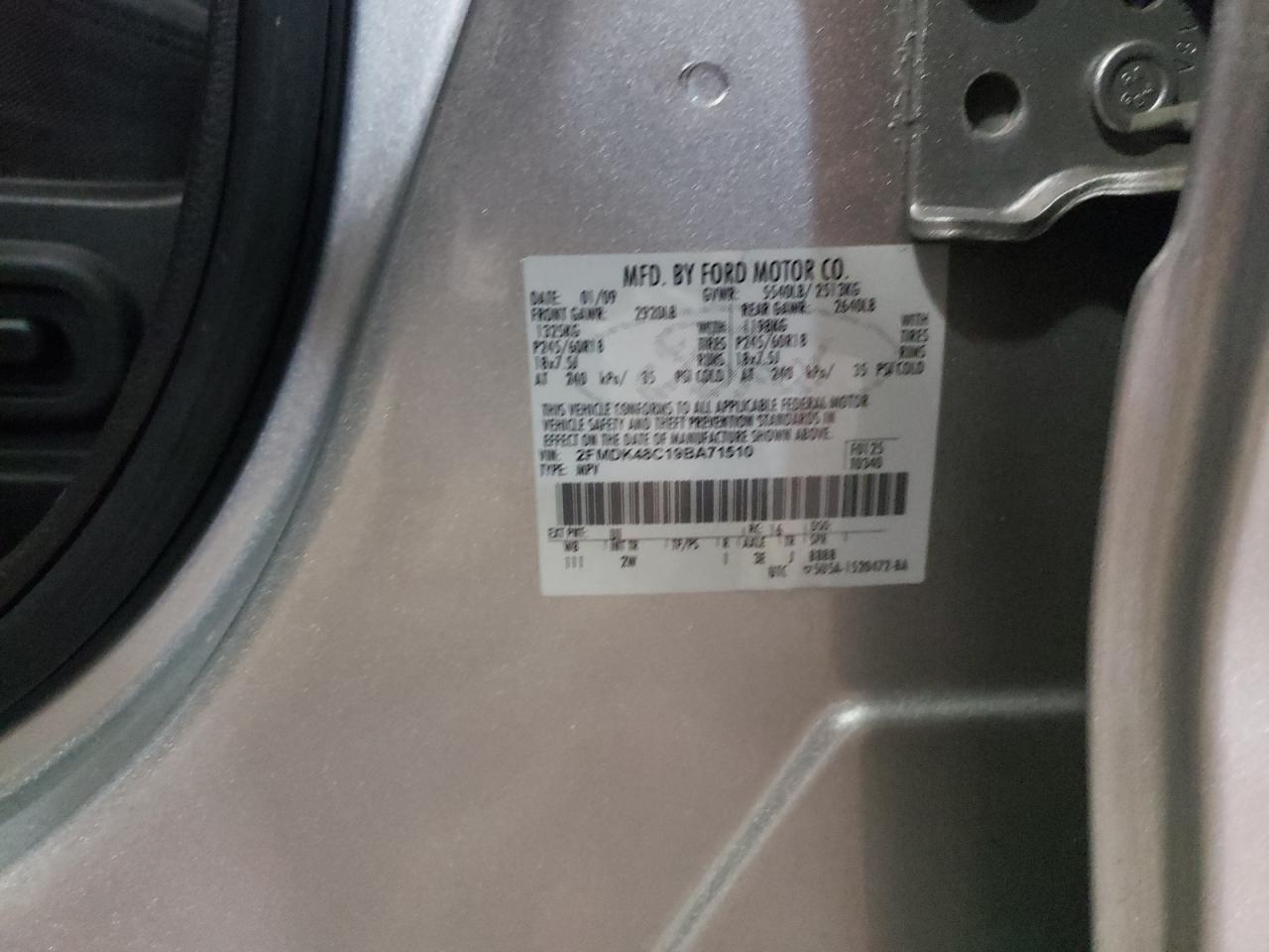 Photo 10 from auction – 2009 FORD EDGE SEL with VIN 2FMDK48C19BA71510