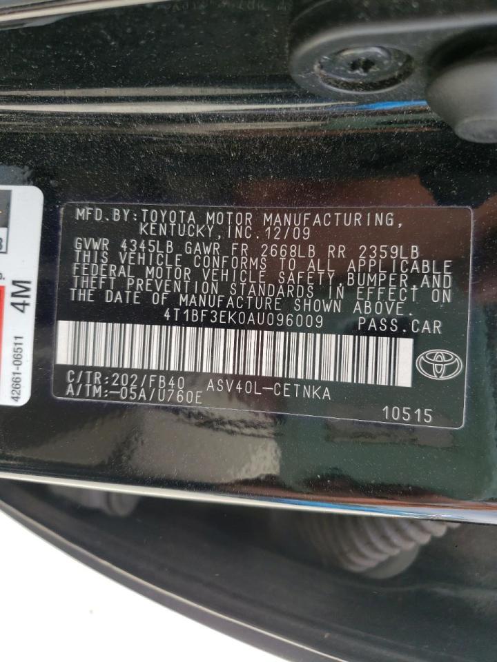 Photo 10 from auction – 2010 TOYOTA CAMRY BASE with VIN 4T1BF3EK0AU096009