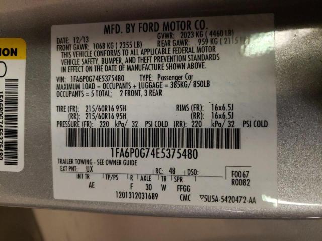 Photo 10 from auction – 2014 FORD FUSION S with VIN 1FA6P0G74E5375480