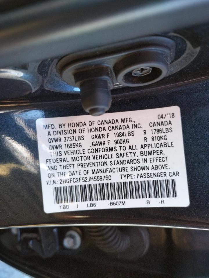 Photo 10 from auction – 2018 HONDA CIVIC LX with VIN 2HGFC2F52JH559760