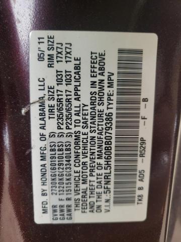 Photo 10 from auction – 2011 HONDA ODYSSEY EX with VIN 5FNRL5H60BB079386