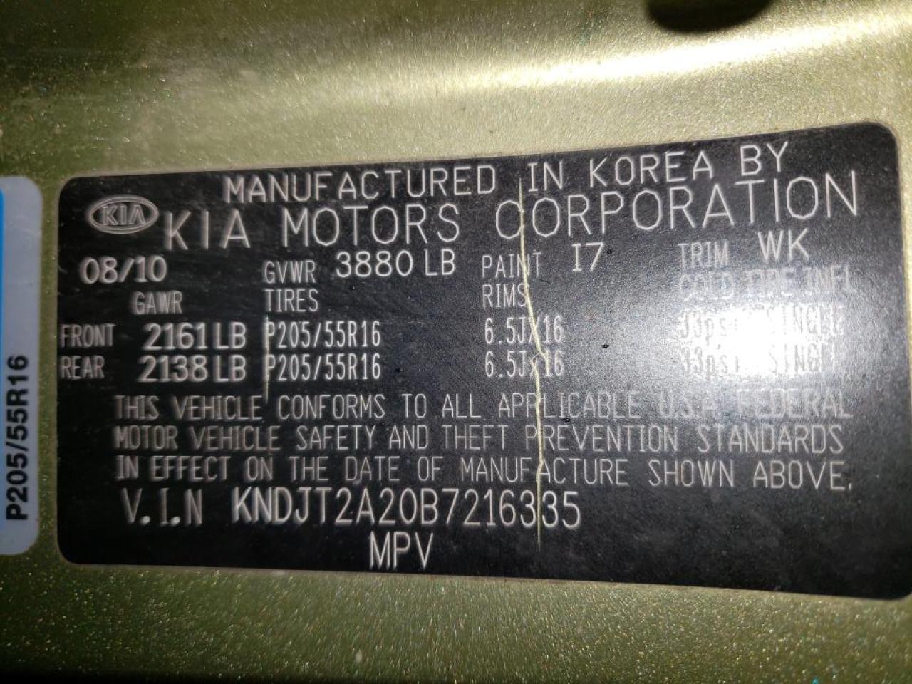 Photo 10 from auction – 2011 KIA SOUL with VIN KNDJT2A20B7216335