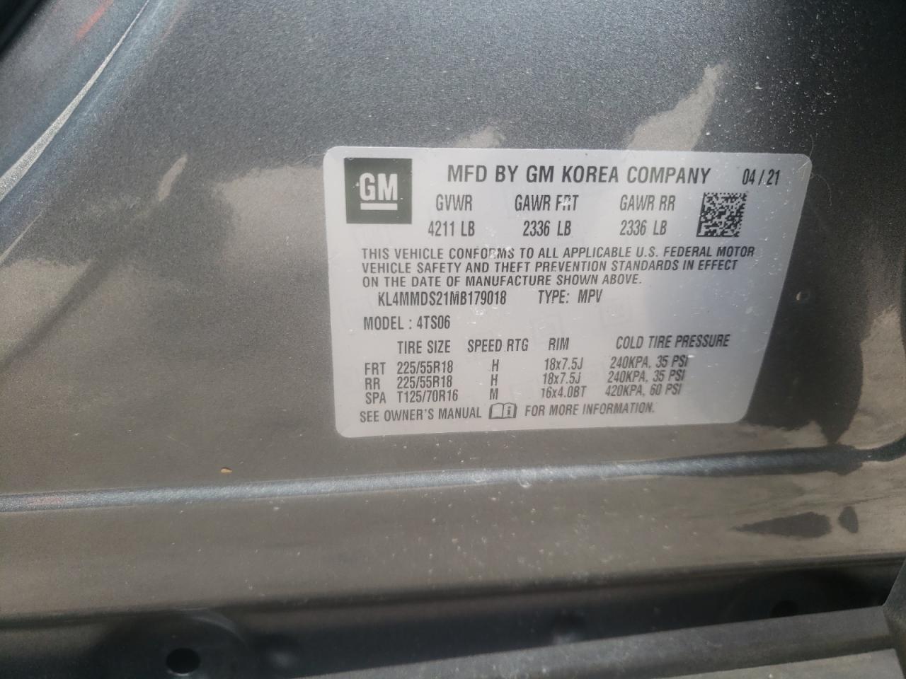 Photo 10 from auction – 2021 BUICK ENCORE GX with VIN KL4MMDS21MB179018