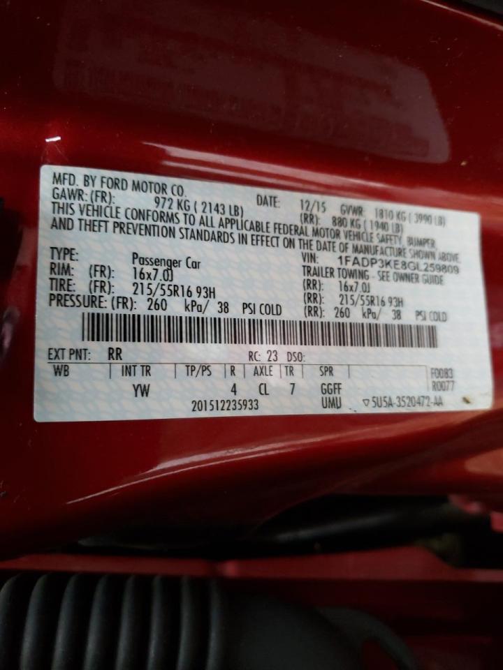 Photo 10 from auction – 2016 FORD FOCUS SE with VIN 1FADP3KE8GL259809