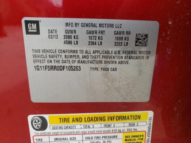 Photo 10 from auction – 2013 CHEVROLET MALIBU with VIN 1G11F5RR0DF105263