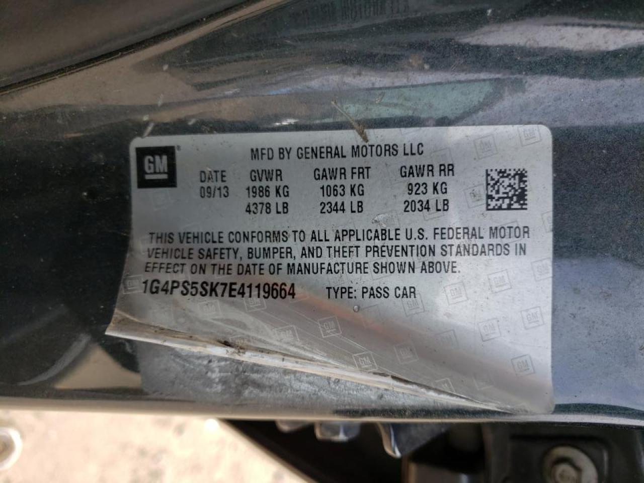 Photo 10 from auction – 2014 BUICK VERANO with VIN 1G4PS5SK7E4119664