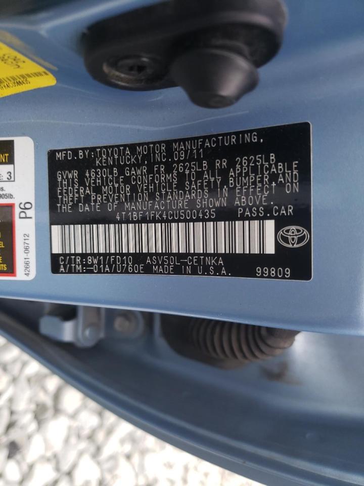 Photo 10 from auction – 2012 TOYOTA CAMRY BASE with VIN 4T1BF1FK4CU500435