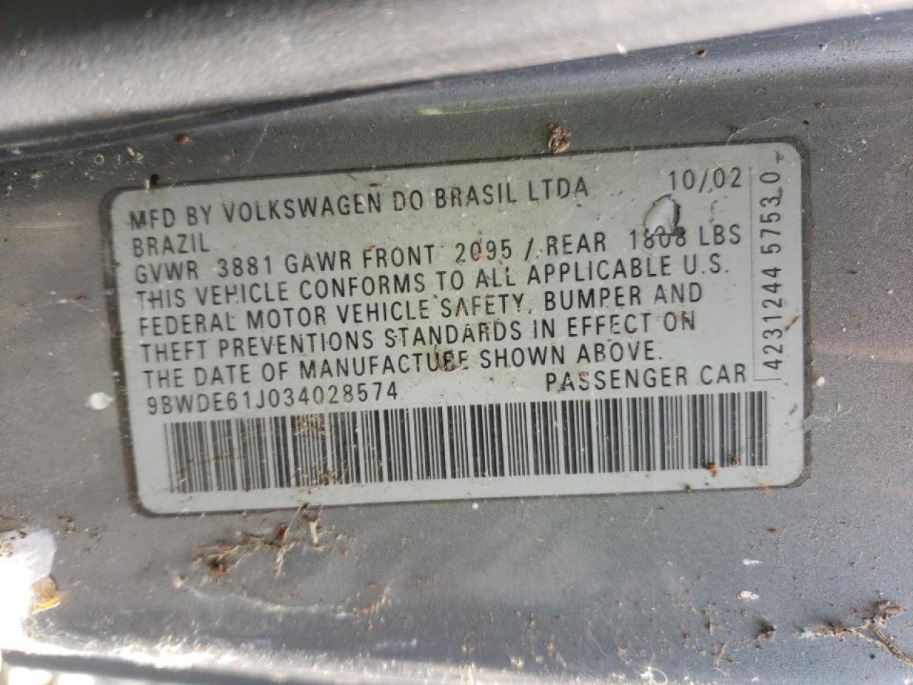 Photo 10 from auction – 2003 VOLKSWAGEN GTI with VIN 9BWDE61J034028574