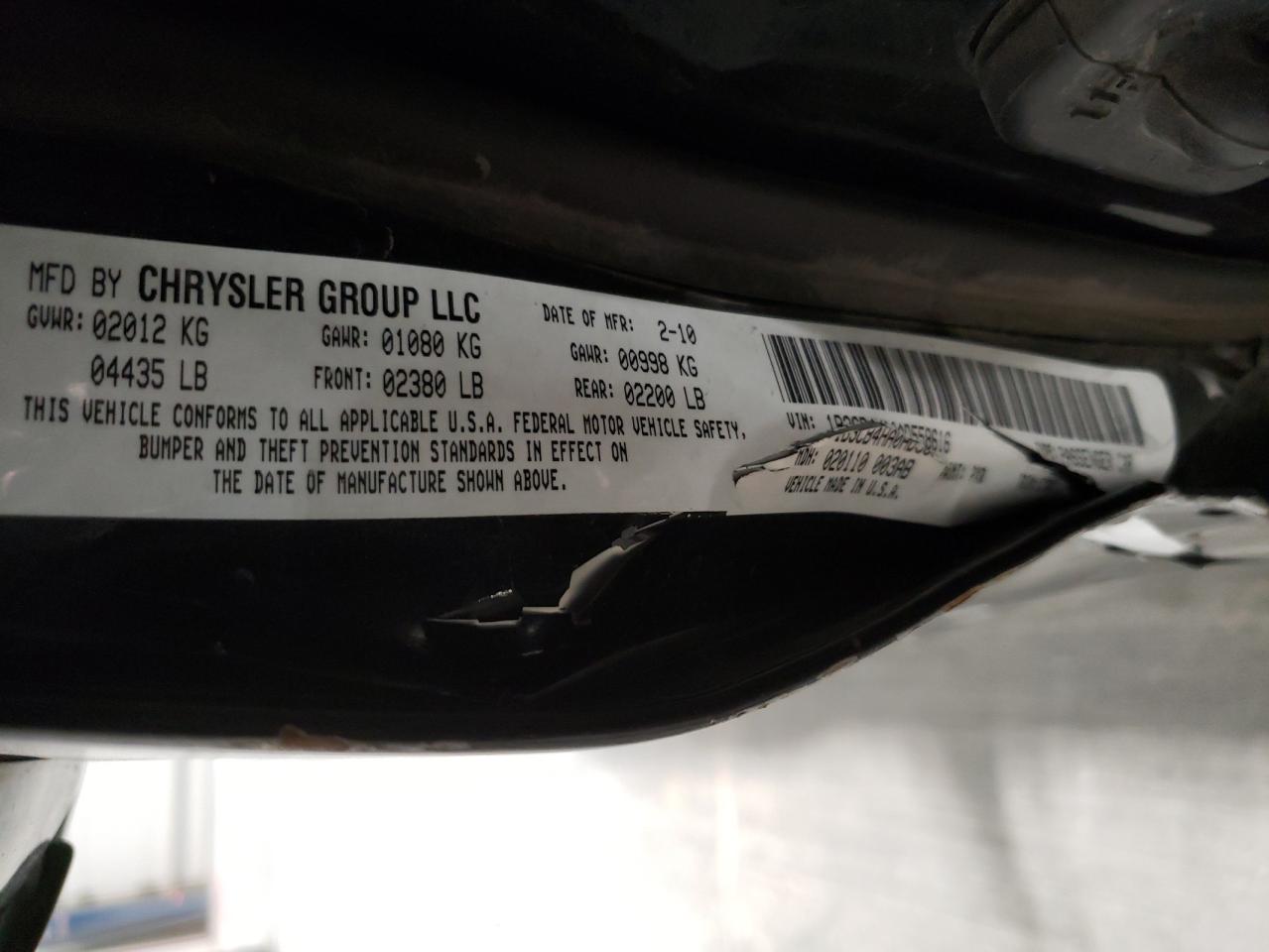 Photo 10 from auction – 2010 DODGE CALIBER SX with VIN 1B3CB4HA0AD558616