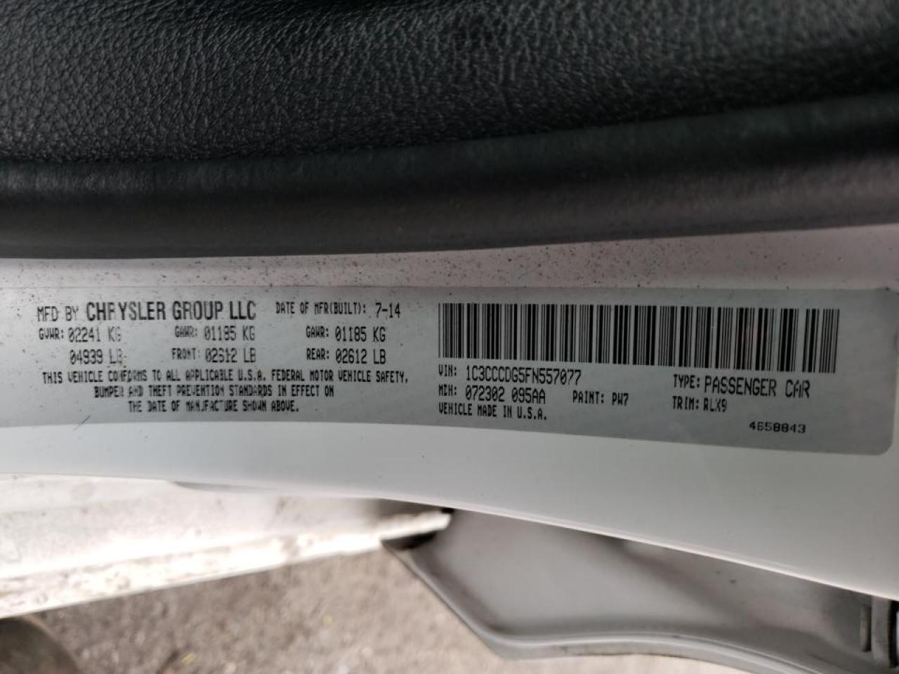 Photo 10 from auction – 2015 CHRYSLER 200 S with VIN 1C3CCCDG5FN557077