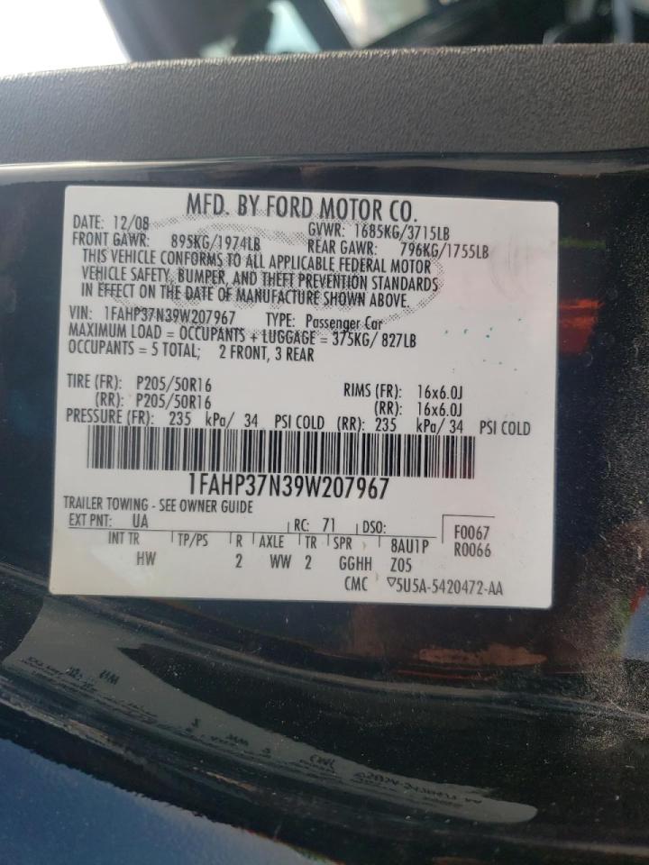 Photo 10 from auction – 2009 FORD FOCUS SEL with VIN 1FAHP37N39W207967