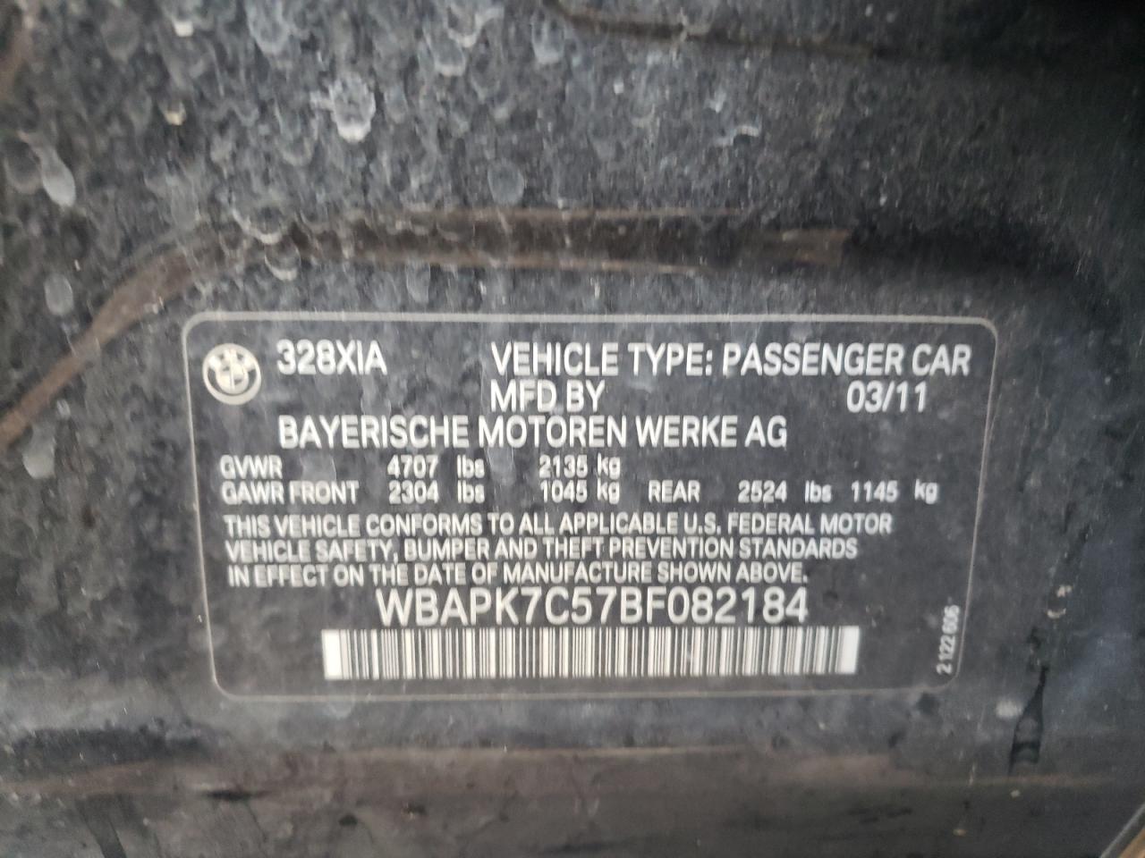 Photo 10 from auction – 2011 BMW 328 XI with VIN WBAPK7C57BF082184