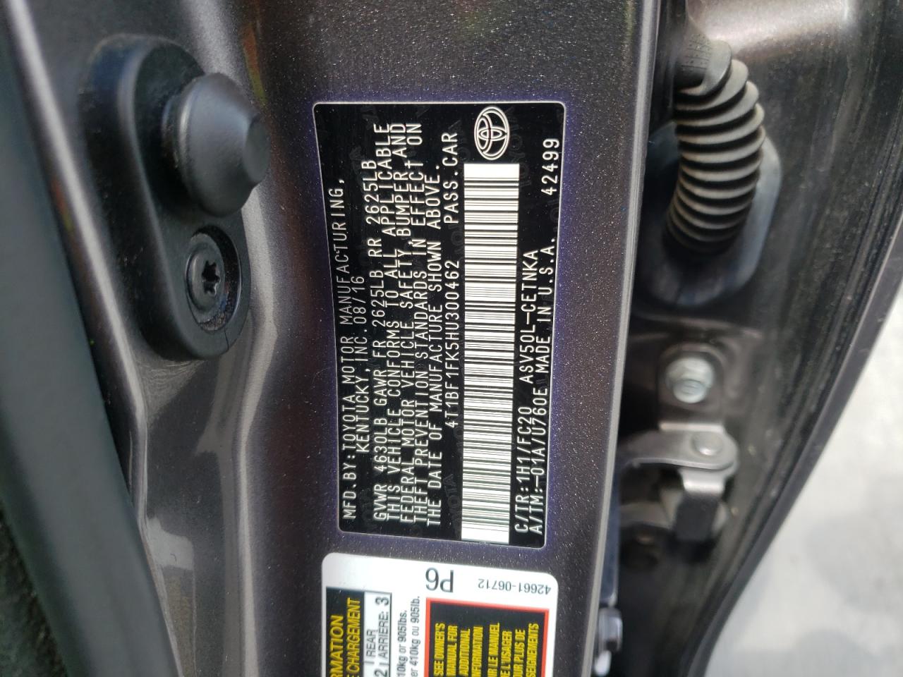 Photo 10 from auction – 2017 TOYOTA CAMRY LE with VIN 4T1BF1FK5HU300462