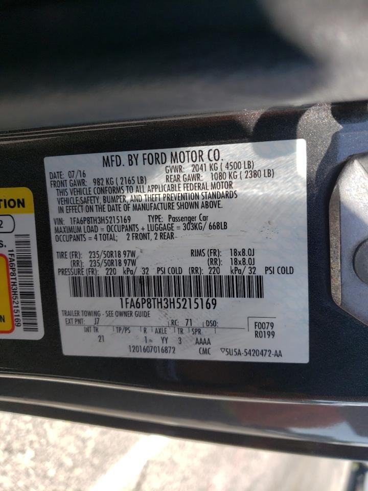 Photo 10 from auction – 2017 FORD MUSTANG with VIN 1FA6P8TH3H5215169