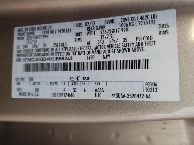 Photo 10 from auction – 2017 FORD ESCAPE SE with VIN 1FMCU0GD4HUE68243