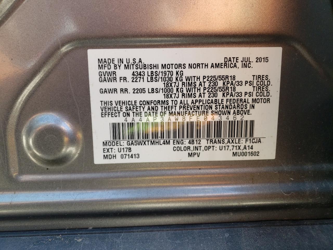 Photo 10 from auction – 2015 MITSUBISHI OUTLANDER with VIN 4A4AP3AW8FE043462