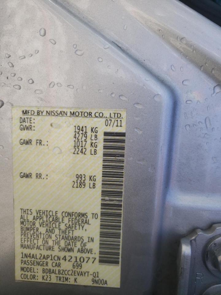 Photo 10 from auction – 2012 NISSAN ALTIMA BAS with VIN 1N4AL2AP1CN421077