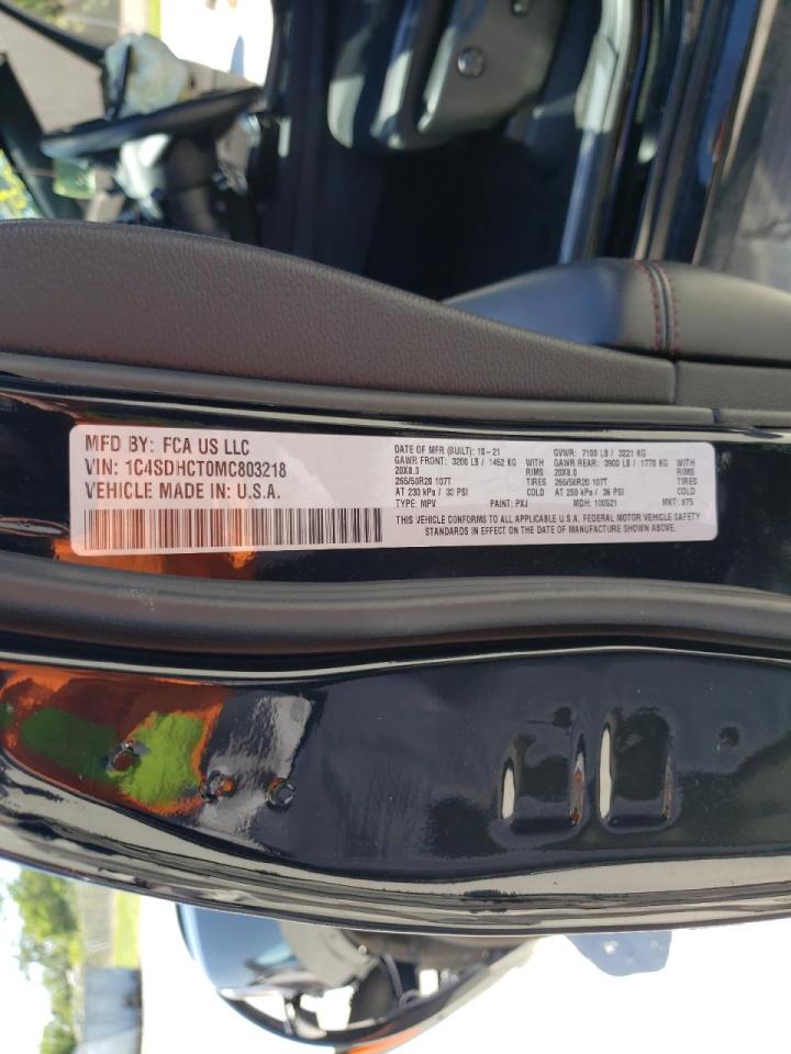 Photo 10 from auction – 2021 DODGE DURANGO R/ with VIN 1C4SDHCT0MC803218
