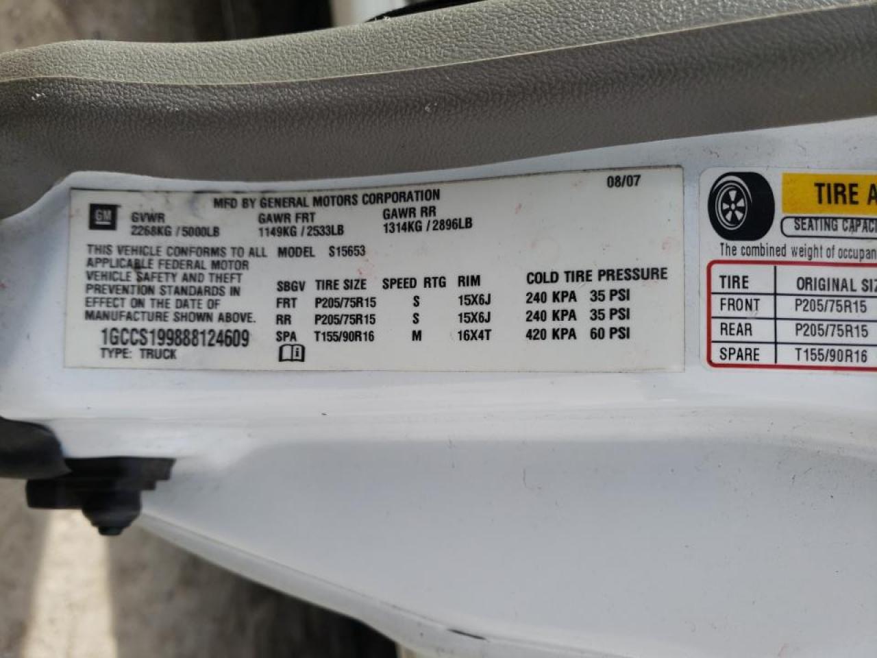 Photo 10 from auction – 2008 CHEVROLET COLORADO with VIN 1GCCS199888124609