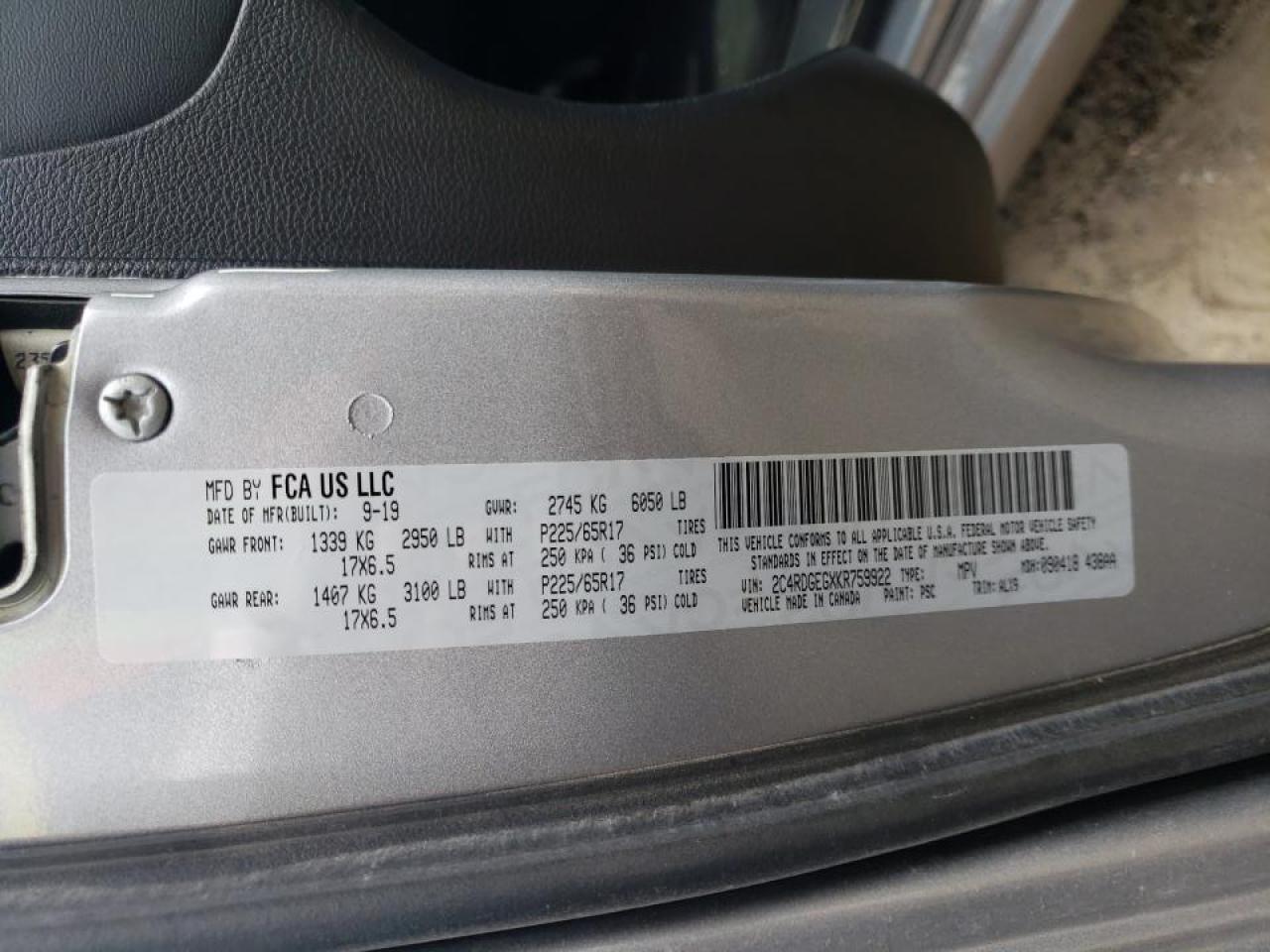 Photo 10 from auction – 2019 DODGE GRAND CARA with VIN 2C4RDGEGXKR759922