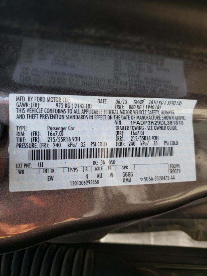 Photo 10 from auction – 2013 FORD FOCUS SE with VIN 1FADP3K29DL381810