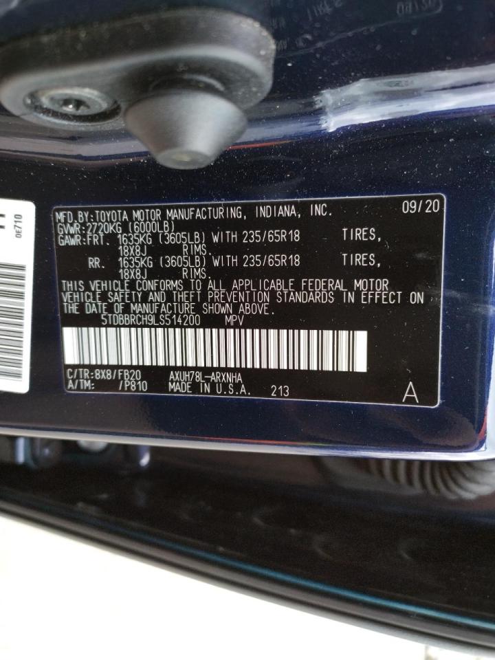 Photo 10 from auction – 2020 TOYOTA HIGHLANDER with VIN 5TDBBRCH9LS514200