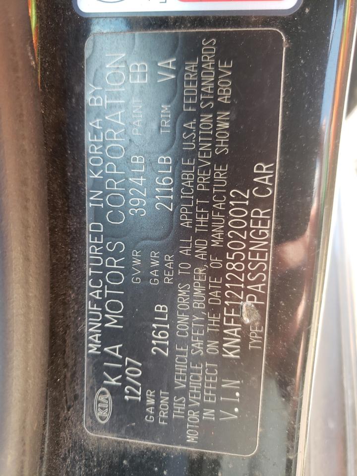 Photo 10 from auction – 2008 KIA SPECTRA EX with VIN KNAFE121285020012