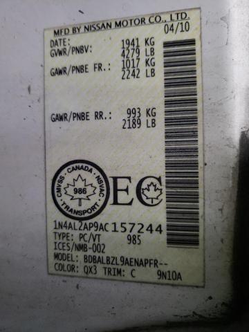 Photo 10 from auction – 2010 NISSAN ALTIMA BAS with VIN 1N4AL2AP9AC157244