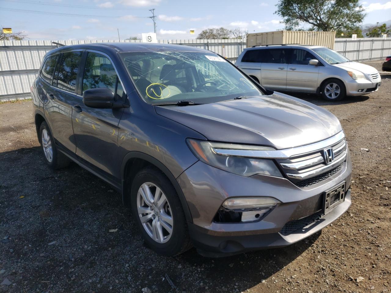 HONDA PILOT LX 2016 with VIN 5FNYF5H13GB020380 - Photo from auction