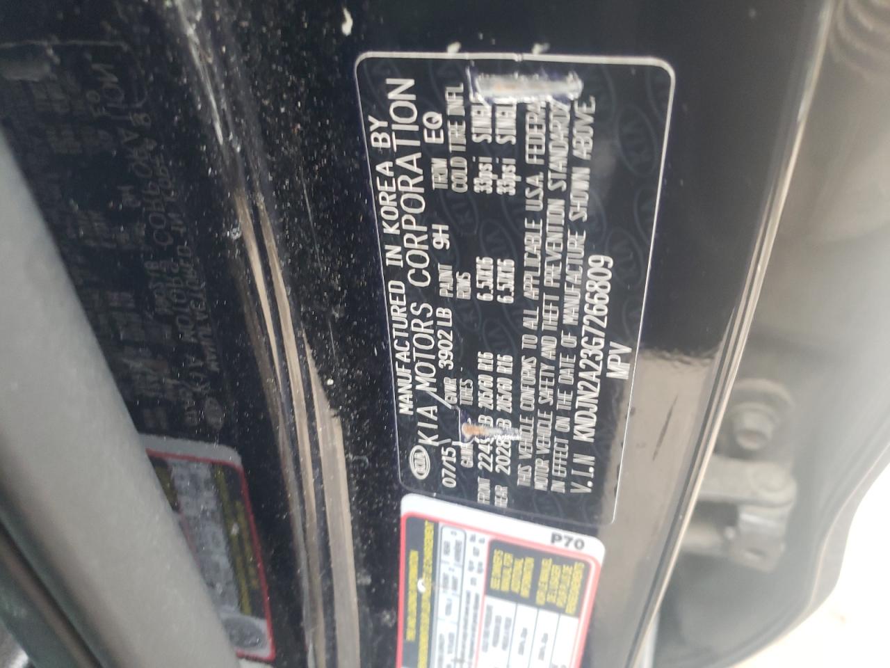 Photo 10 from auction – 2016 KIA SOUL with VIN KNDJN2A23G7266809