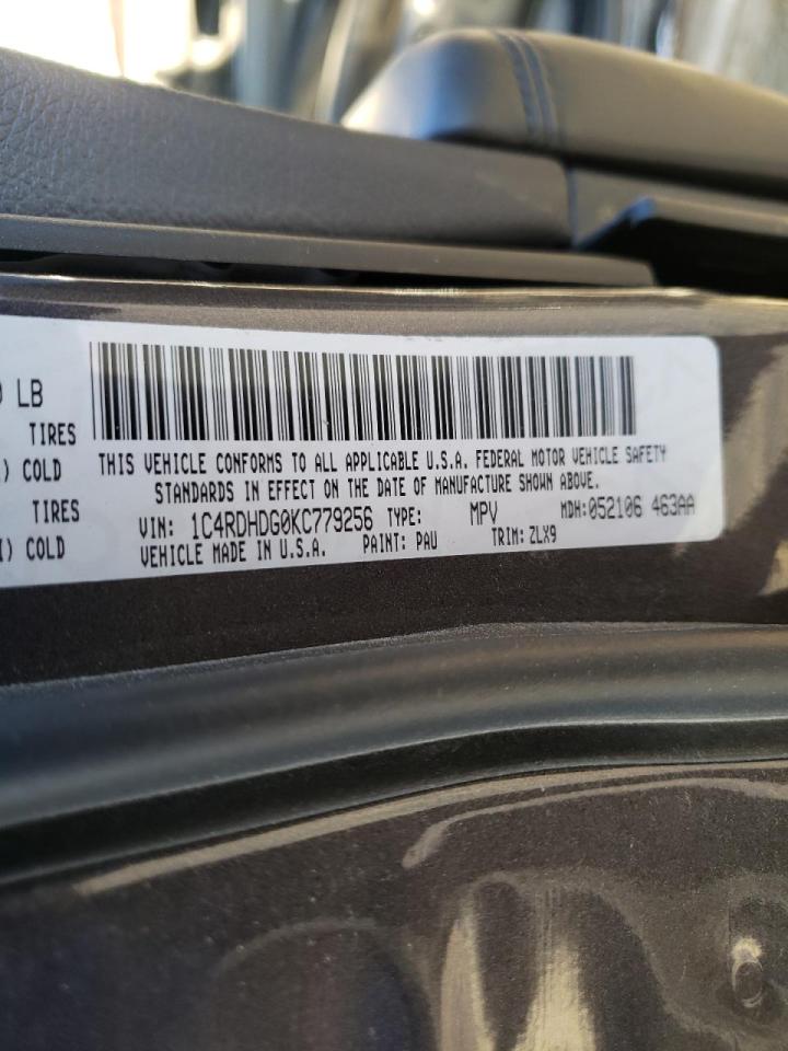 Photo 10 from auction – 2019 DODGE DURANGO GT with VIN 1C4RDHDG0KC779256
