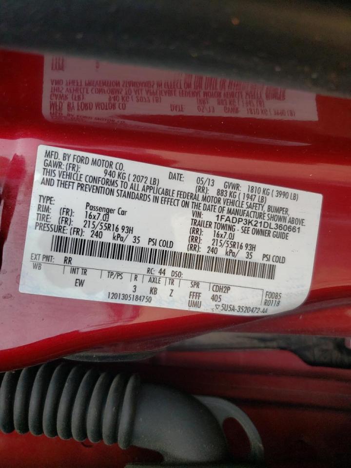 Photo 10 from auction – 2013 FORD FOCUS SE with VIN 1FADP3K21DL360661
