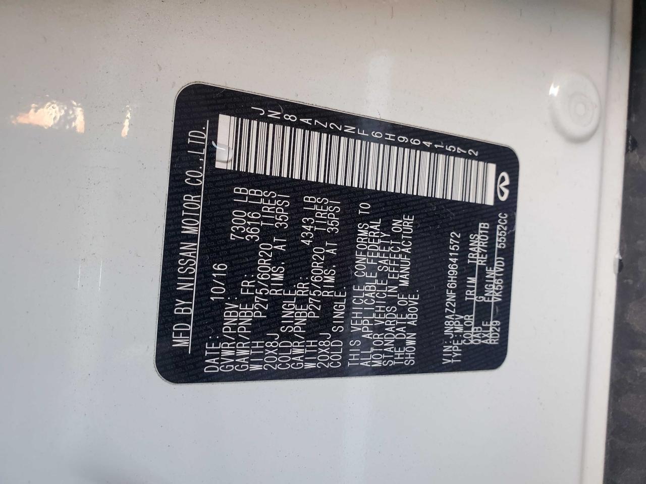 Photo 10 from auction – 2017 INFINITI QX80 BASE with VIN JN8AZ2NF6H9641572