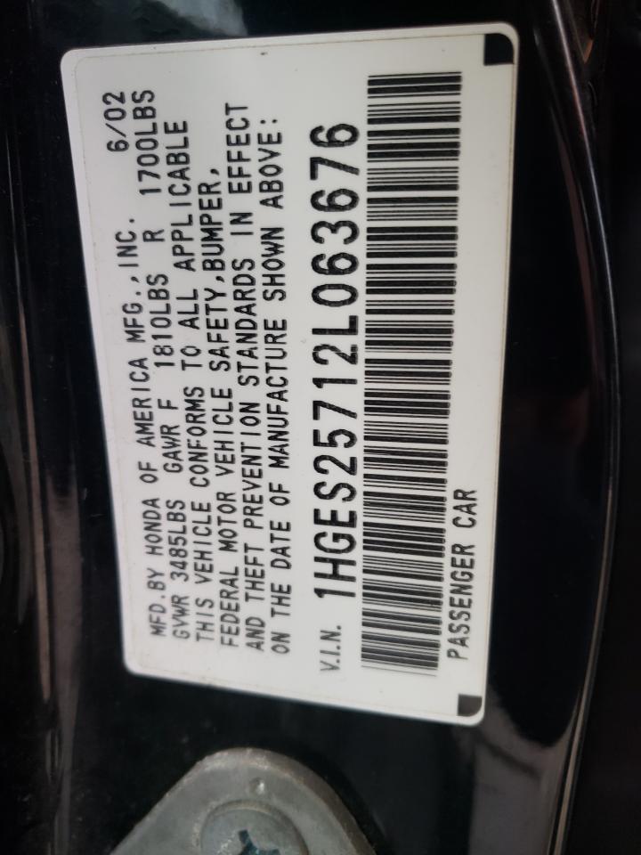Photo 10 from auction – 2002 HONDA CIVIC EX with VIN 1HGES25712L063676