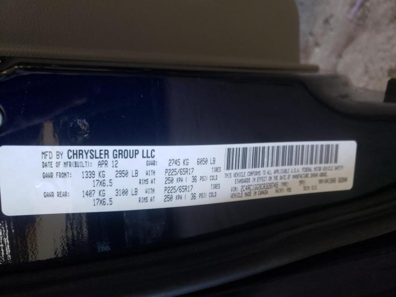 Photo 10 from auction – 2012 CHRYSLER TOWN & COU with VIN 2C4RC1GG9CR328745