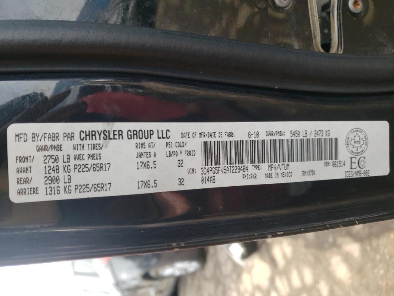 Photo 10 from auction – 2010 DODGE JOURNEY SX with VIN 3D4PG5FV5AT229484