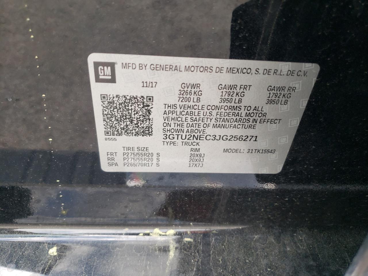 Photo 10 from auction – 2018 GMC SIERRA K15 with VIN 3GTU2NEC3JG256271
