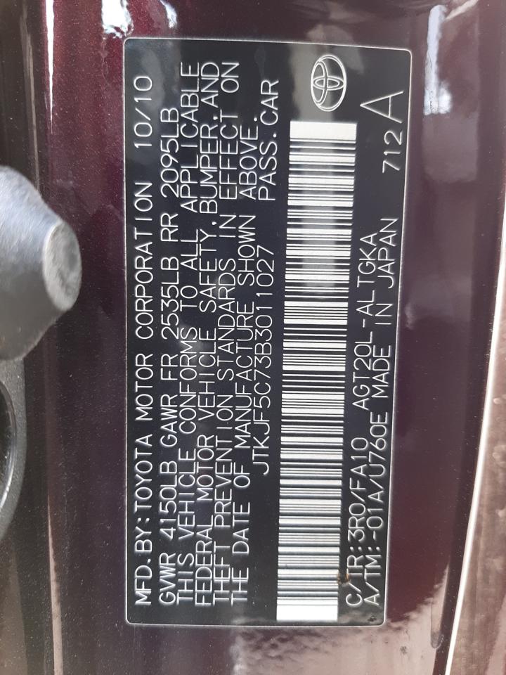 Zdjęcie 10 z aukcji – 2011 TOYOTA SCION TC z VIN JTKJF5C73B3011027