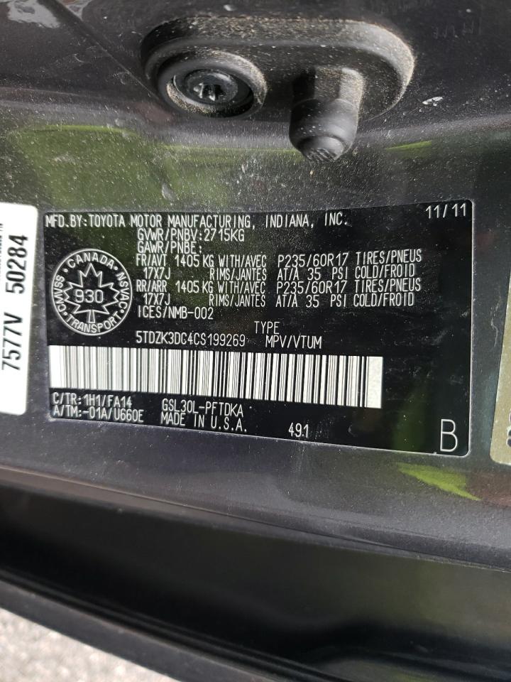 Photo 10 from auction – 2012 TOYOTA SIENNA with VIN 5TDZK3DC4CS199269