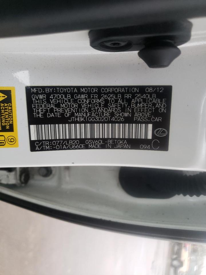 Photo 10 from auction – 2013 LEXUS ES 350 with VIN JTHBK1GG3D2014026