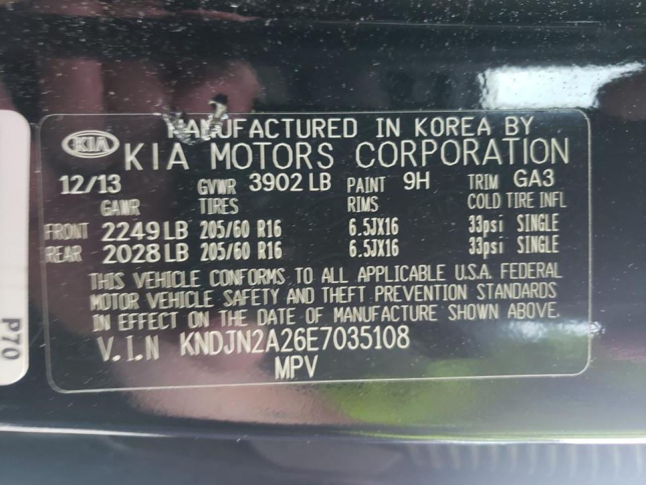 Photo 10 from auction – 2014 KIA SOUL with VIN KNDJN2A26E7035108