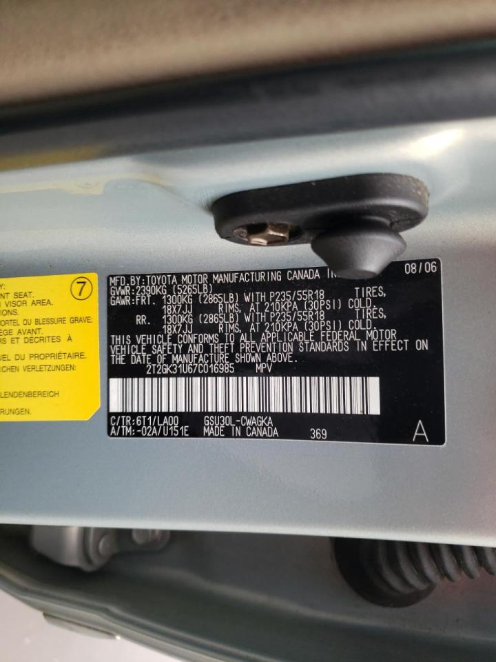 Photo 10 from auction – 2007 LEXUS RX 350 with VIN 2T2GK31U67C016985